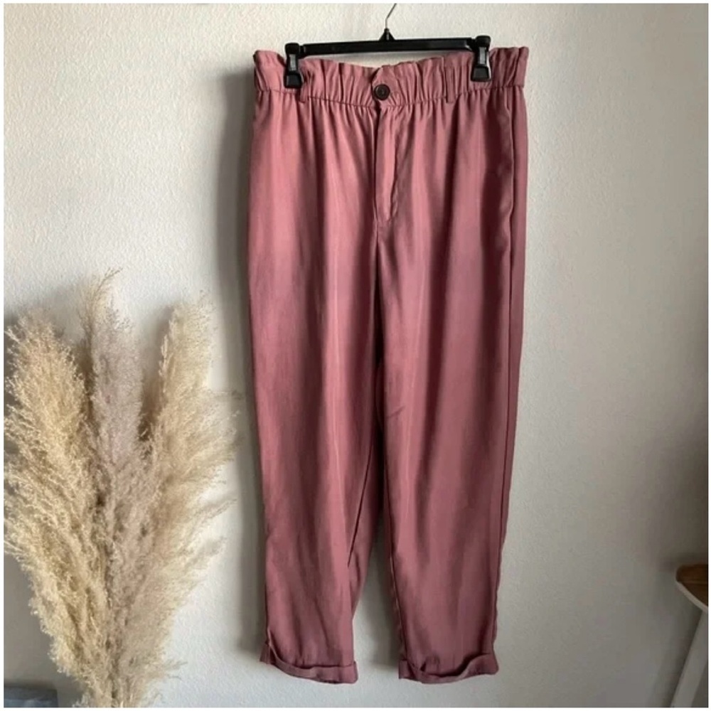 Zara Blush Pink Paper bag Pants - Picture 4 of 9